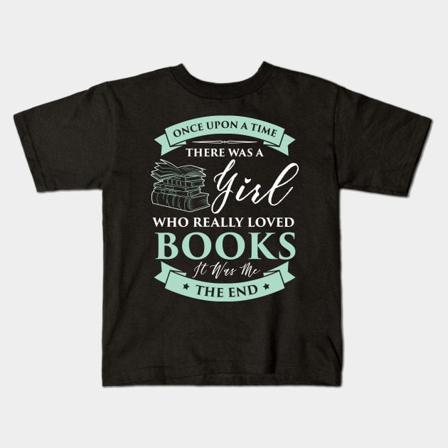 Books Loving Girl Reading Fairy Tale Gift Idea Kids T-Shirt by JeZeDe